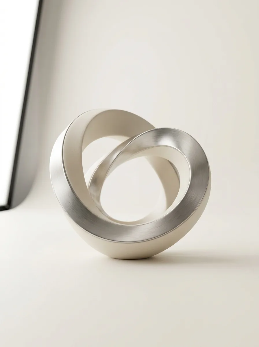 Abstract continuous feedback loop sculpture representing learning
